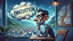 Deeply engrossed in thoughts about innovation